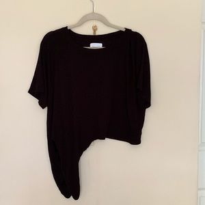 OAK + FORT soft black side tie crop top